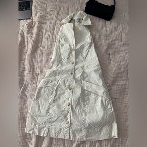 Anthropologie Maeve White Button-Down Halter Dress